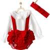 Holiday Ruffle Outfit & Headband, Red - Mixed Apparel Set - 4