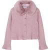 Faux Fur Collar Cardigan, Pink - Cardigans - 1 - thumbnail