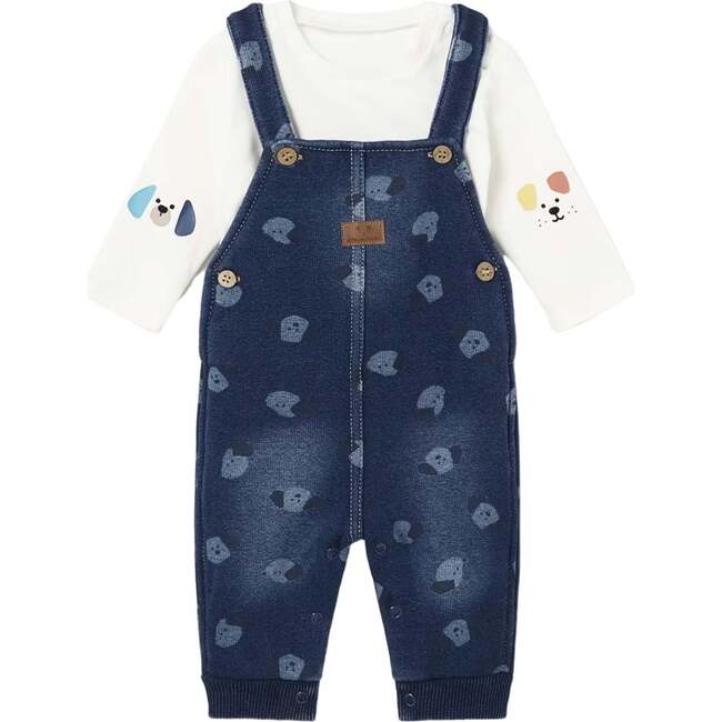 Denim Bear Overalls Outfit, Blue