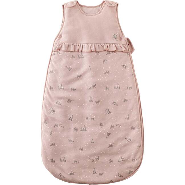 Deer Print Cotton Sleeper, Pink - Sleepbags - 1