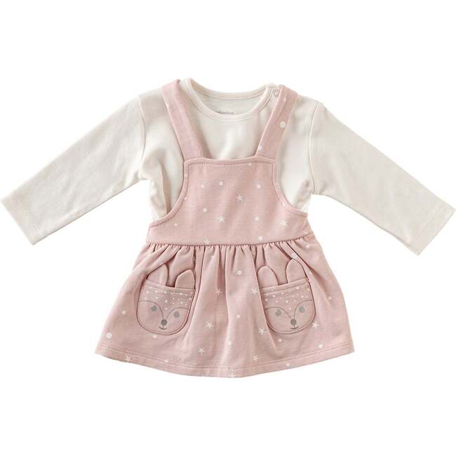 Deer Pinafore Dress, Pink