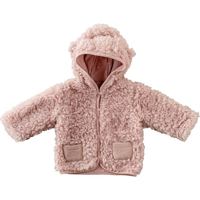 Deer Plush Coat, Pink - Coats - 1