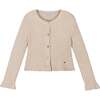 Faux Fur Collar Cadigan, Beige - Cardigans - 2