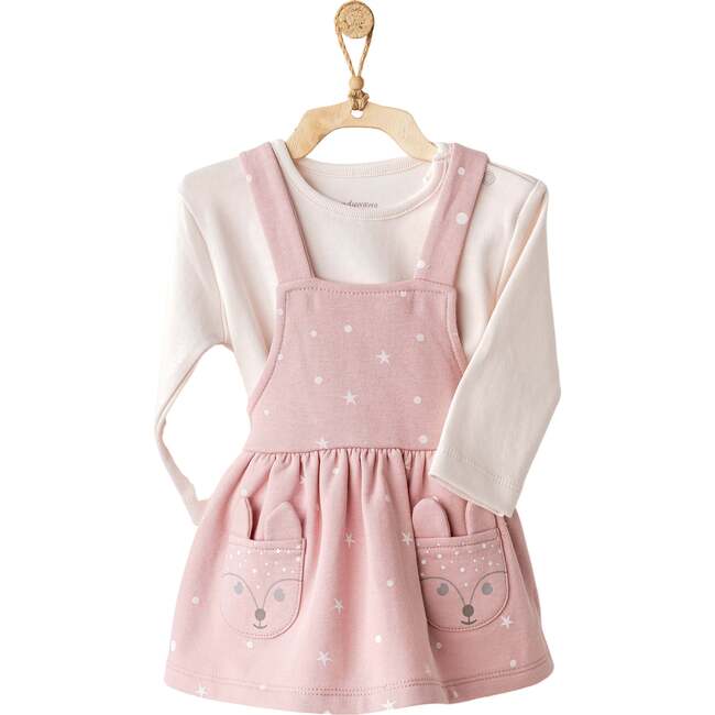 Deer Pinafore Dress, Pink - Dresses - 2