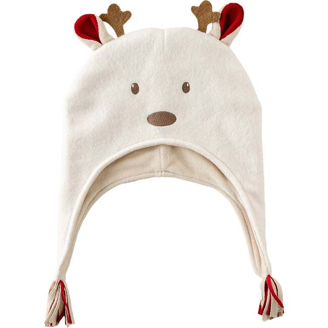 Cute Reindeer Holiday Hat, Cream