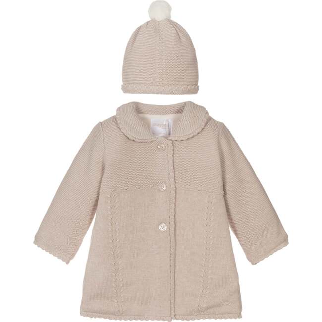 Collared Peacoat & Beanie, Beige