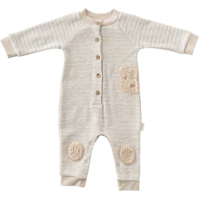 Bear Striped Romper, Beige