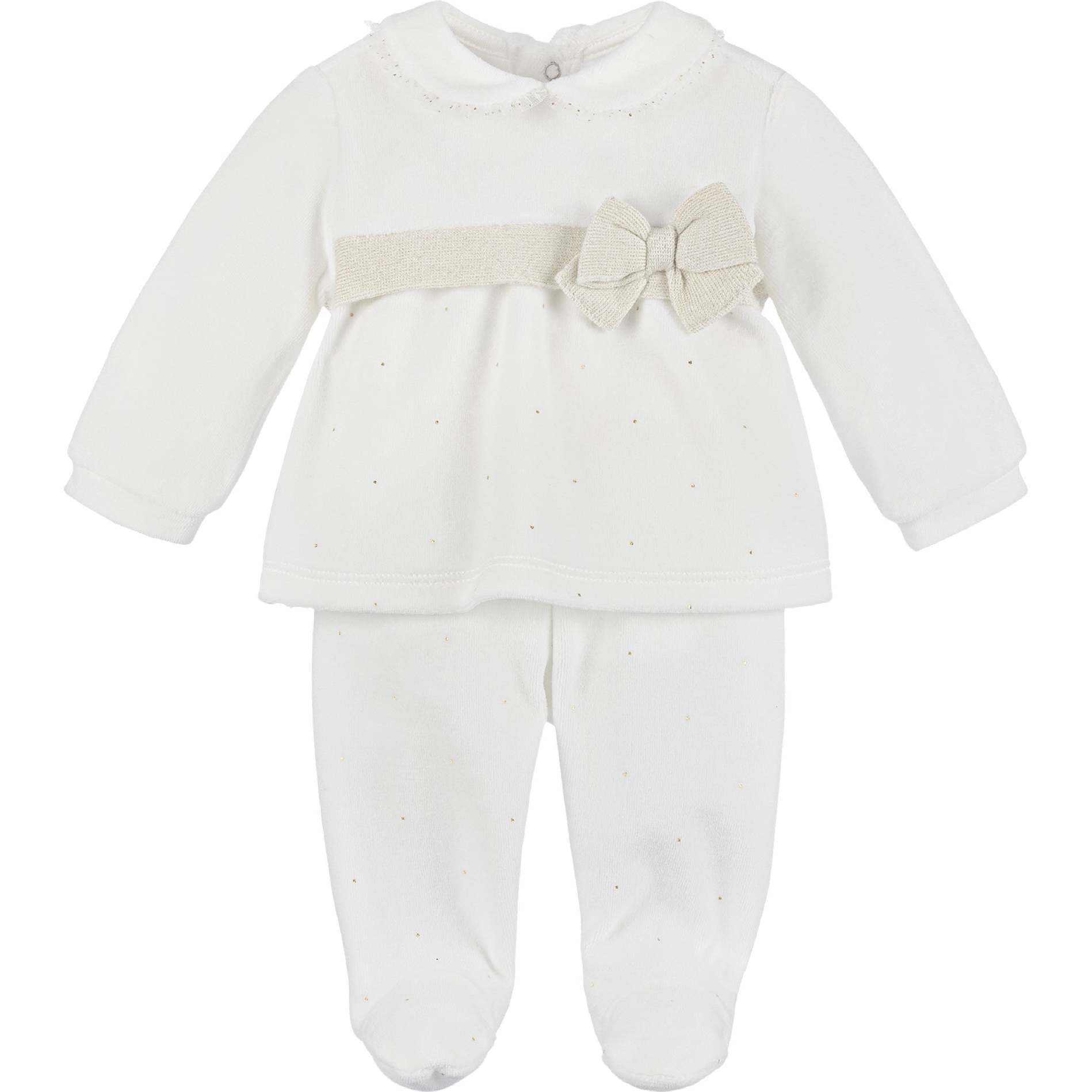Bow Applique Formal Outfit, White - Mixed Apparel Set - 1