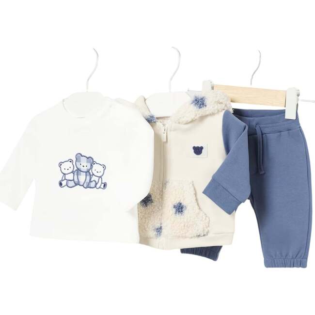 Bear Print Tracksuit, Blue - Mixed Apparel Set - 1