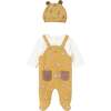 Bear Overalls Babygrow & Beanie, Yellow - Mixed Apparel Set - 1 - thumbnail