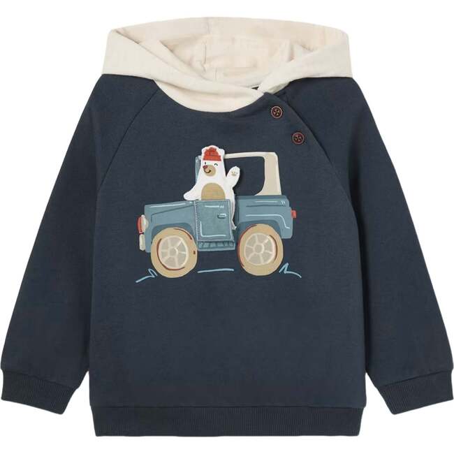 Bear Jeep Graphic Hoodie, Gray