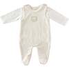 Bear Graphic Overall Babygrow, Cream - Onesies - 1 - thumbnail