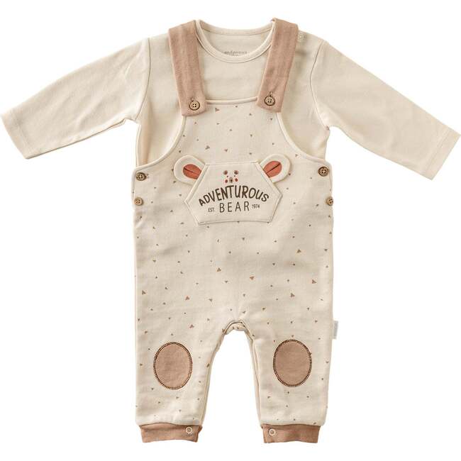 Adventurous Bear Overalls Outfit, Beige