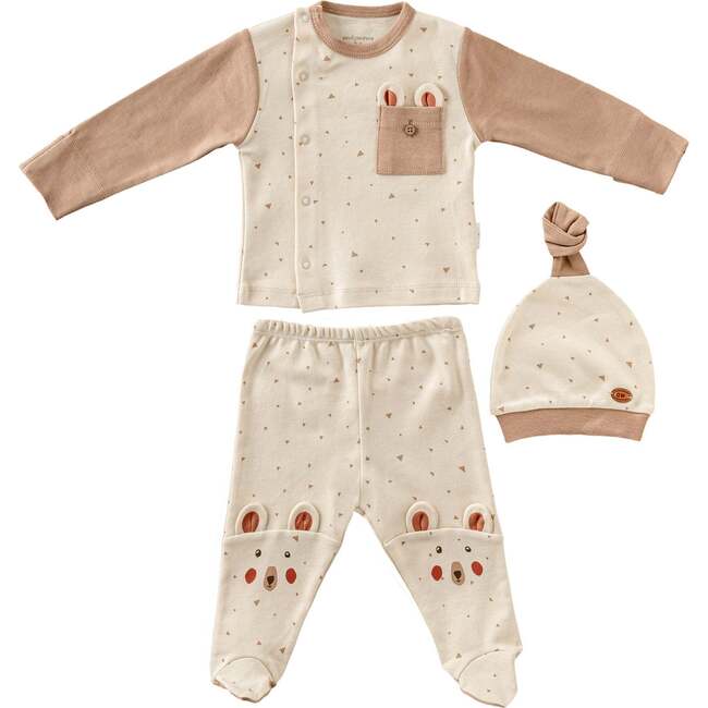 Adventurous Bear Graphic Outfit, Beige