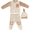 Adventurous Bear Graphic Outfit, Beige - Mixed Apparel Set - 1 - thumbnail