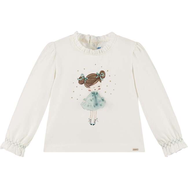 Ballerina Ruffle Graphic Shirt, Ivory