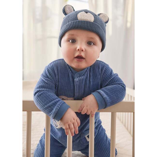 Bear Corduroy Romper, Blue - Onesies - 3