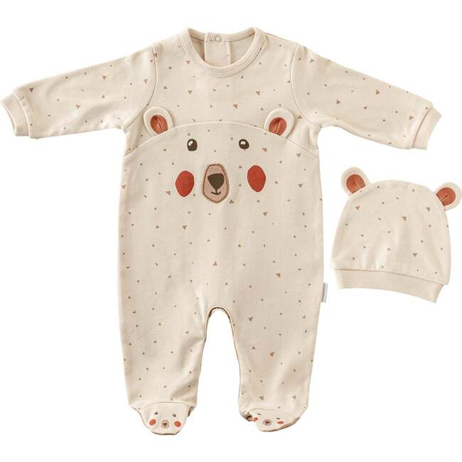 Adventurous Bear Babygrow & Hat, Beige