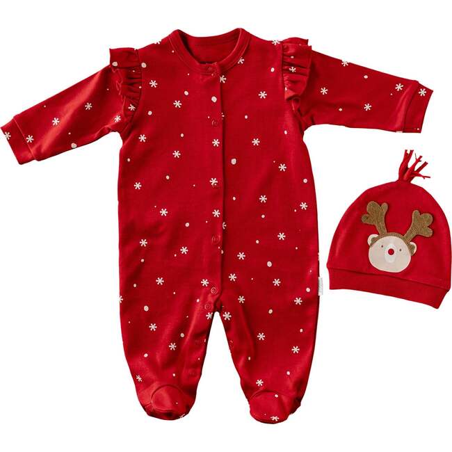 Holiday Ruffle Babygrow & Hat, Red