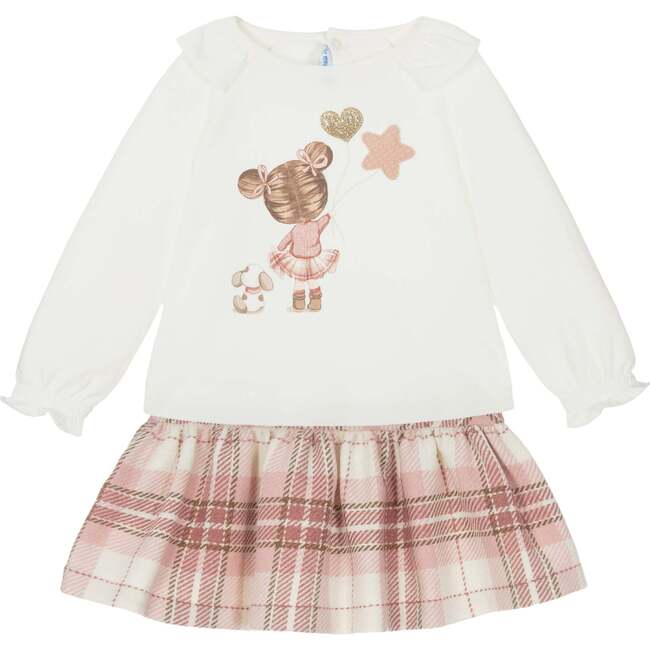 Girl Graphic Plaid Outfit, Ivory