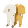 2pc Bear Velour Babygrow Set, Yellow - Mixed Apparel Set - 1 - thumbnail