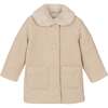 Faux Fur Collar Winter Peacoat, Beige - Coats - 1 - thumbnail