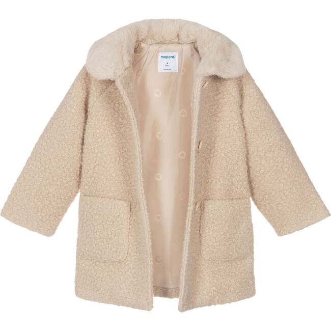 Faux Fur Collar Winter Peacoat, Beige - Coats - 3