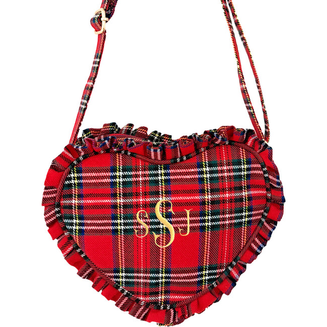 Customizable Plaid Heart Purse, Red