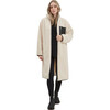 Teddi Stand Collar Double Zipper Long Maternity Coat, Cream - Coats - 2