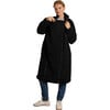 Teddi Stand Collar Double Zipper Long Maternity Coat, Black - Coats - 1 - thumbnail