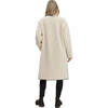 Teddi Stand Collar Double Zipper Long Maternity Coat, Cream - Coats - 3