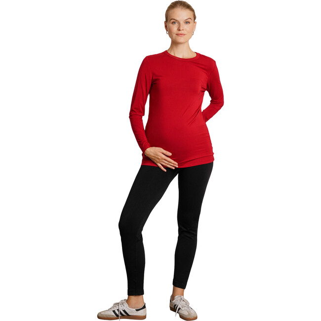 Liv Long Sleeve Crew Neck Maternity Tee, Merlot