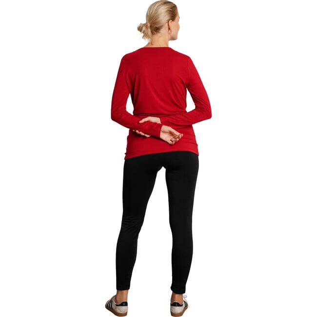 Liv Long Sleeve Crew Neck Maternity Tee, Merlot - T-Shirts - 3