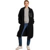 Teddi Stand Collar Double Zipper Long Maternity Coat, Black - Coats - 4