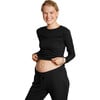 Liv Long Sleeve Crew Neck Maternity Tee, Black - T-Shirts - 1 - thumbnail