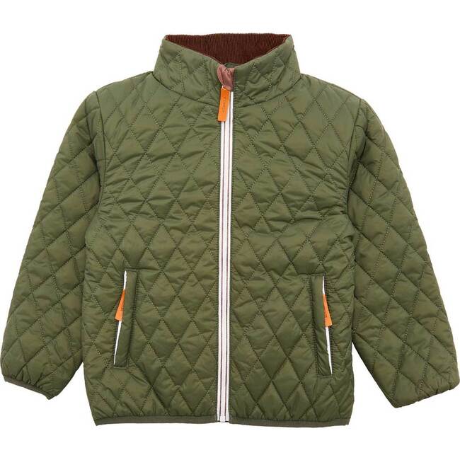 Quilted Puffer Jacket, Olive Green - Puffers & Down Jackets - 1