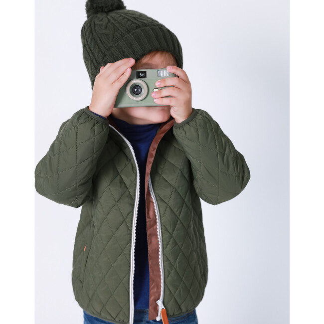 Quilted Puffer Jacket, Olive Green - Puffers & Down Jackets - 5