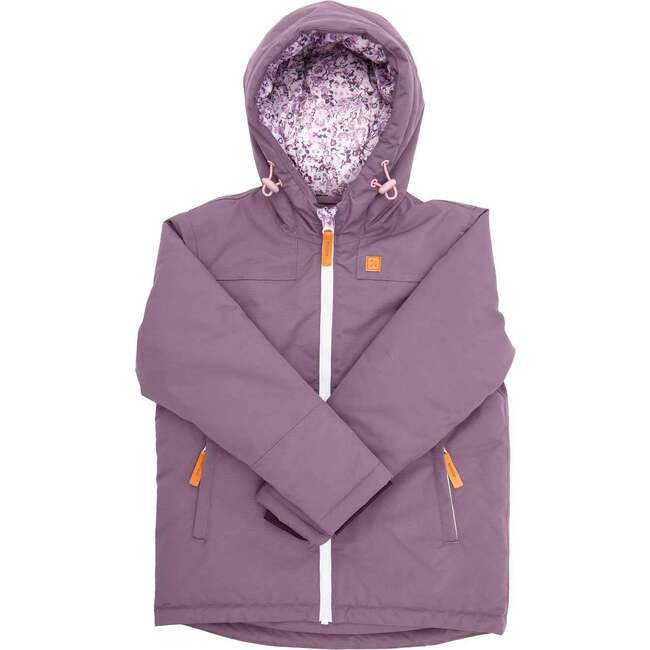 Ditsy Floral Winter Coat, Dusty Purple - Parkas - 1