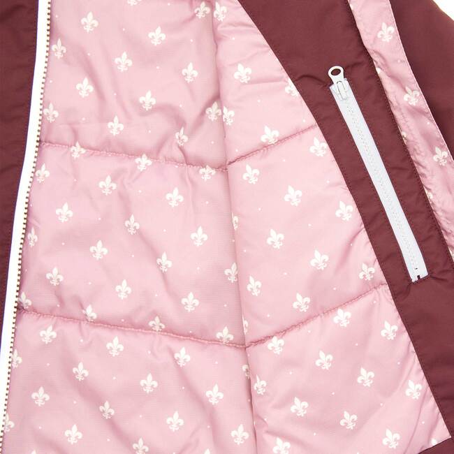 Fleur De Lis Winter Coat, Cranberry - Parkas - 3