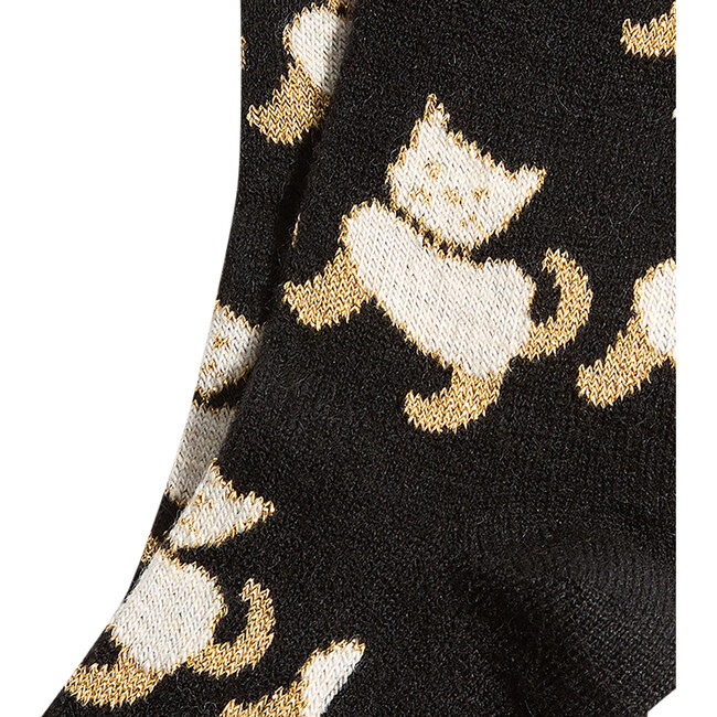 Women's Super Fine Wool Cozy Socks, Black Cats - Socks - 2