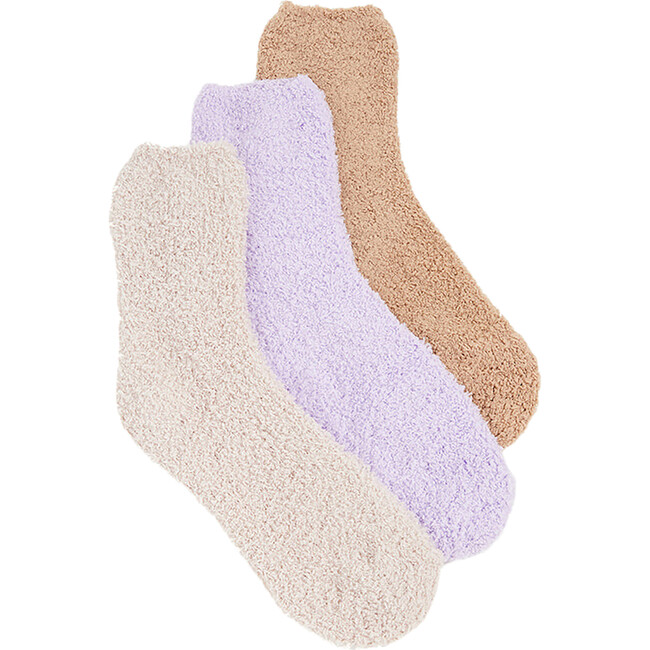 Women's Plush Cozy Socks, Nude, Blush & Mulberry (Pack Of 3)