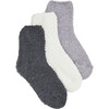 Women's Plush Cozy Socks, Charcoal, Grey & Ivory (Pack Of 3) - Socks - 1 - thumbnail