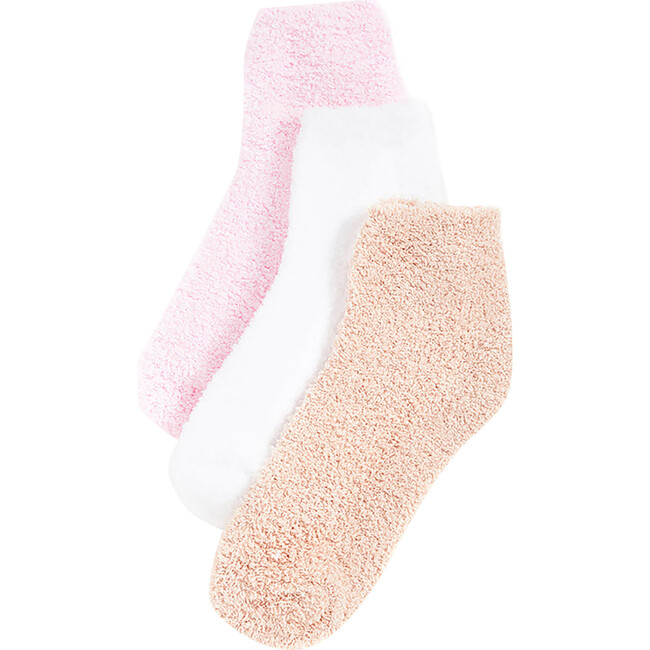 Women's Plush Cozy Socks, Ivory, Blush & Dusty (Pack Of 3)