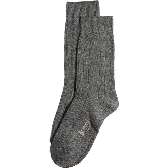 Women's Lux Wool Cashmere Crew Socks, Grey - Socks - 1