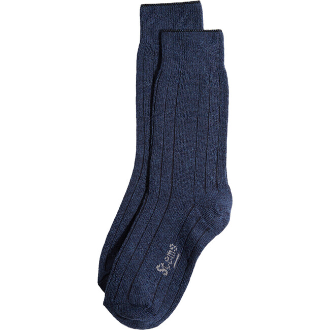 Women's Lux Wool Cashmere Crew Socks Gift Box, Navy - Socks - 1