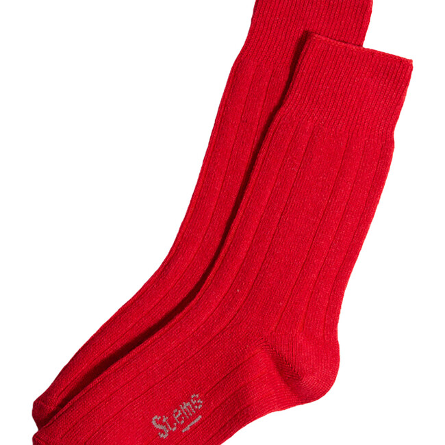 Women's Lux Wool Cashmere Crew Socks Gift Box, Red - Socks - 2