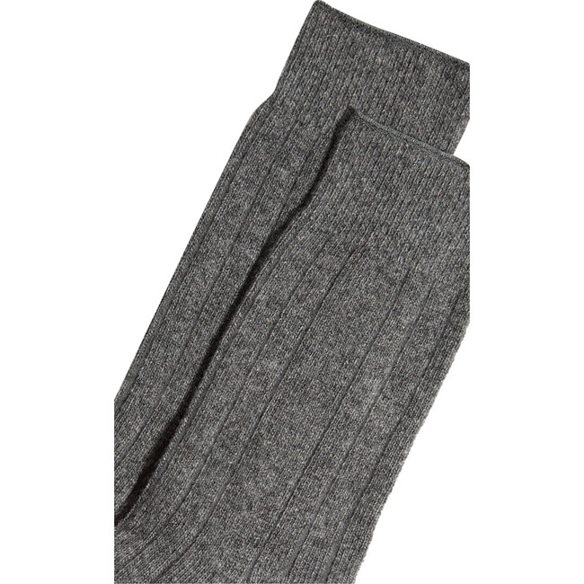 Women's Lux Wool Cashmere Crew Socks, Grey - Socks - 2