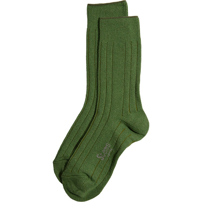 Women's Lux Wool Cashmere Crew Socks Gift Box, Alpine Green - Socks - 1