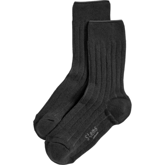 Women's Lux Wool Cashmere Crew Socks Gift Box, Black