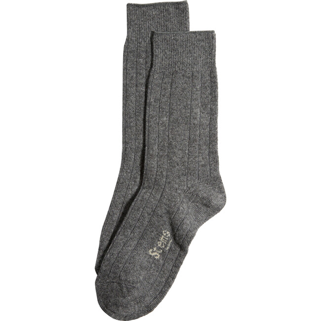 Women's Lux Wool Cashmere Crew Socks Gift Box, Grey - Socks - 1